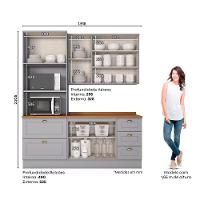 Cozinha Compacta 3 Peças Com Paneleiro Torre Quente Amy Casa 812 Cinza - 3