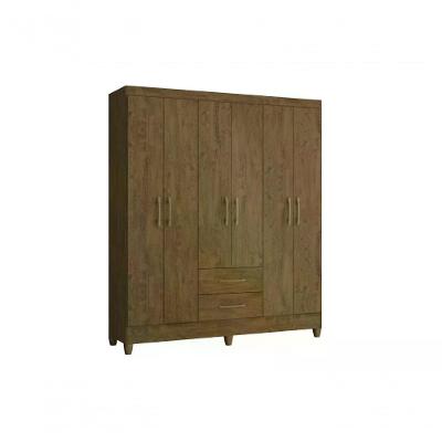 Guarda Roupa Casal Panamá 6 Portas 2 Gavetas Castanho Wood MDP Moval