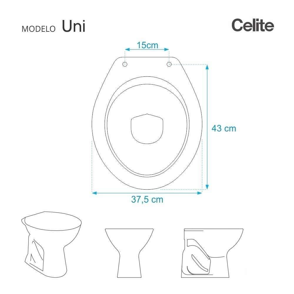 Assento Sanitário Poliéster Uni Branco Para Vaso Celite - 5