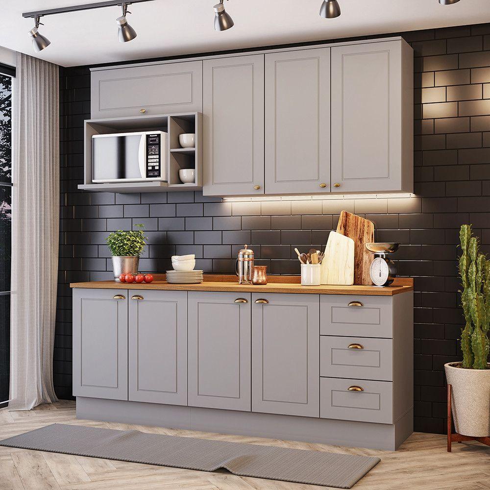 Cozinha Compacta 5 Peças Com Tampo Amy Casa 812 Cinza - 1