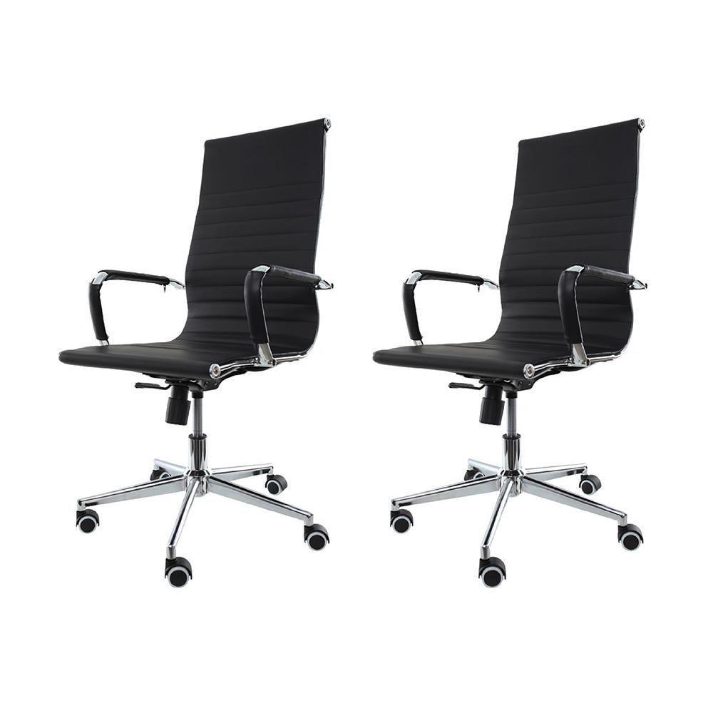 Kit 2 Cadeiras De Escritório Presidente Alta p/120Kg Preta - 1
