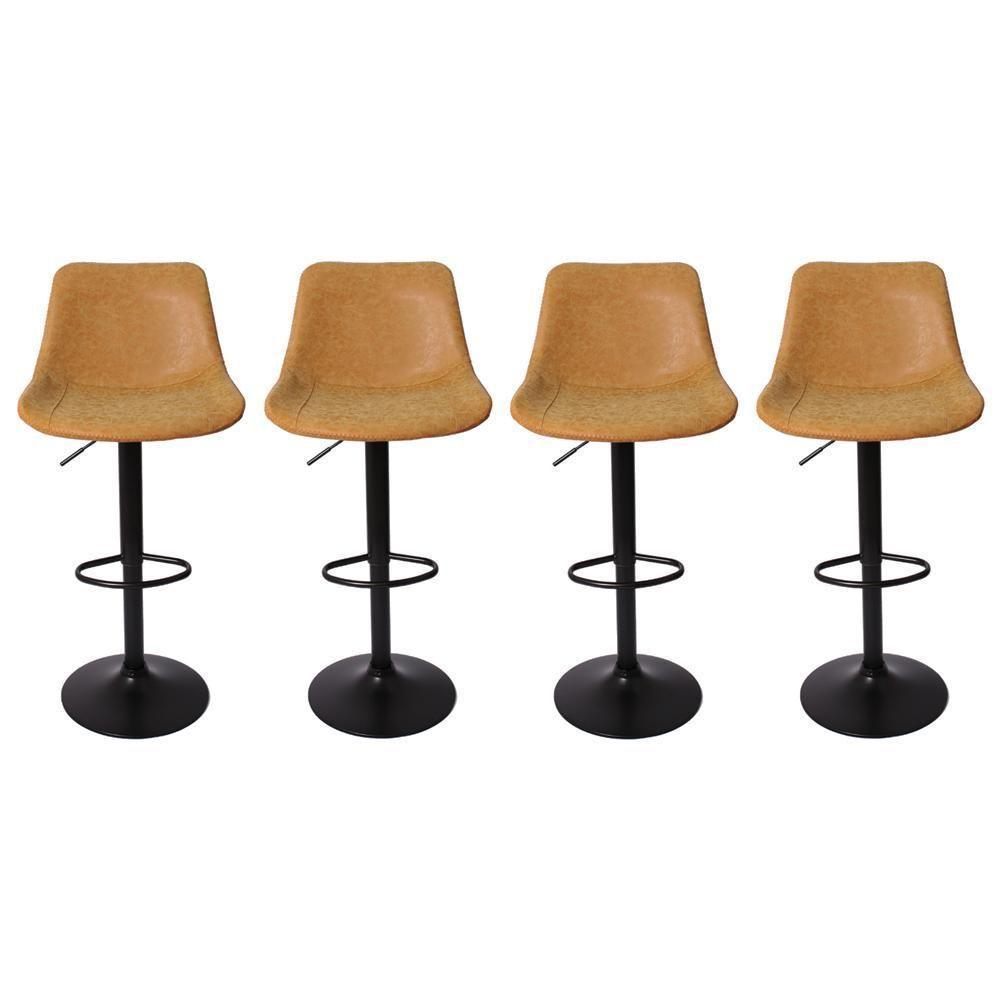 Kit 4 Banquetas Estofadas c/encosto p/Cozinha Gir.Caramelo - 1