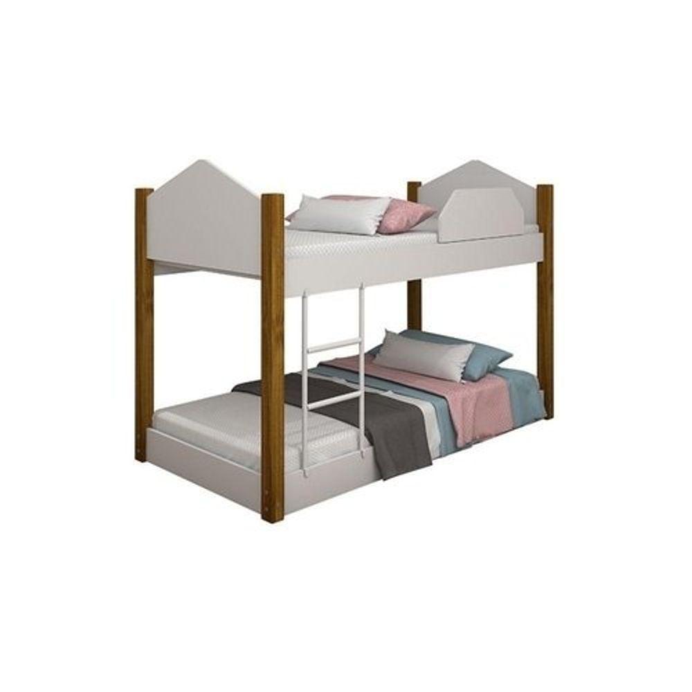 Beliche Infantil Luiza Branco Mel Com Pés E Dois Colchões - 3