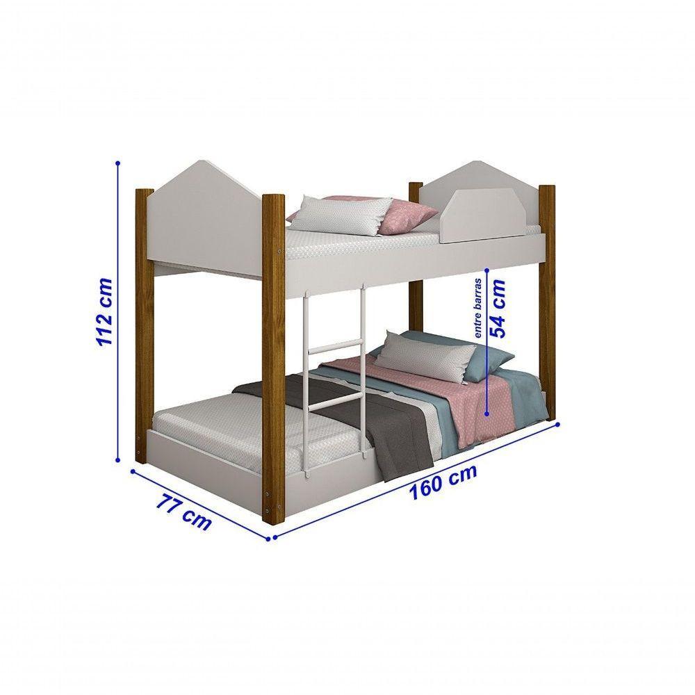Beliche Infantil Luiza Branco Mel Com Pés E Dois Colchões - 4