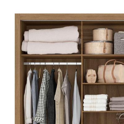 Guarda Roupa Casal Residence 3 Portas de Correr 2 Gavetas Amêndoa com Off White