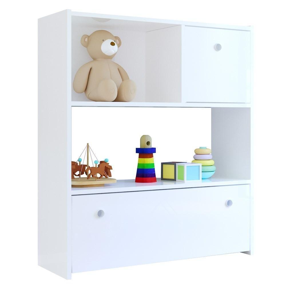 Estante Infantil Organizadora Com Nichos 2 Gavetas Cindy L03 Branco - Mpozenato - 2