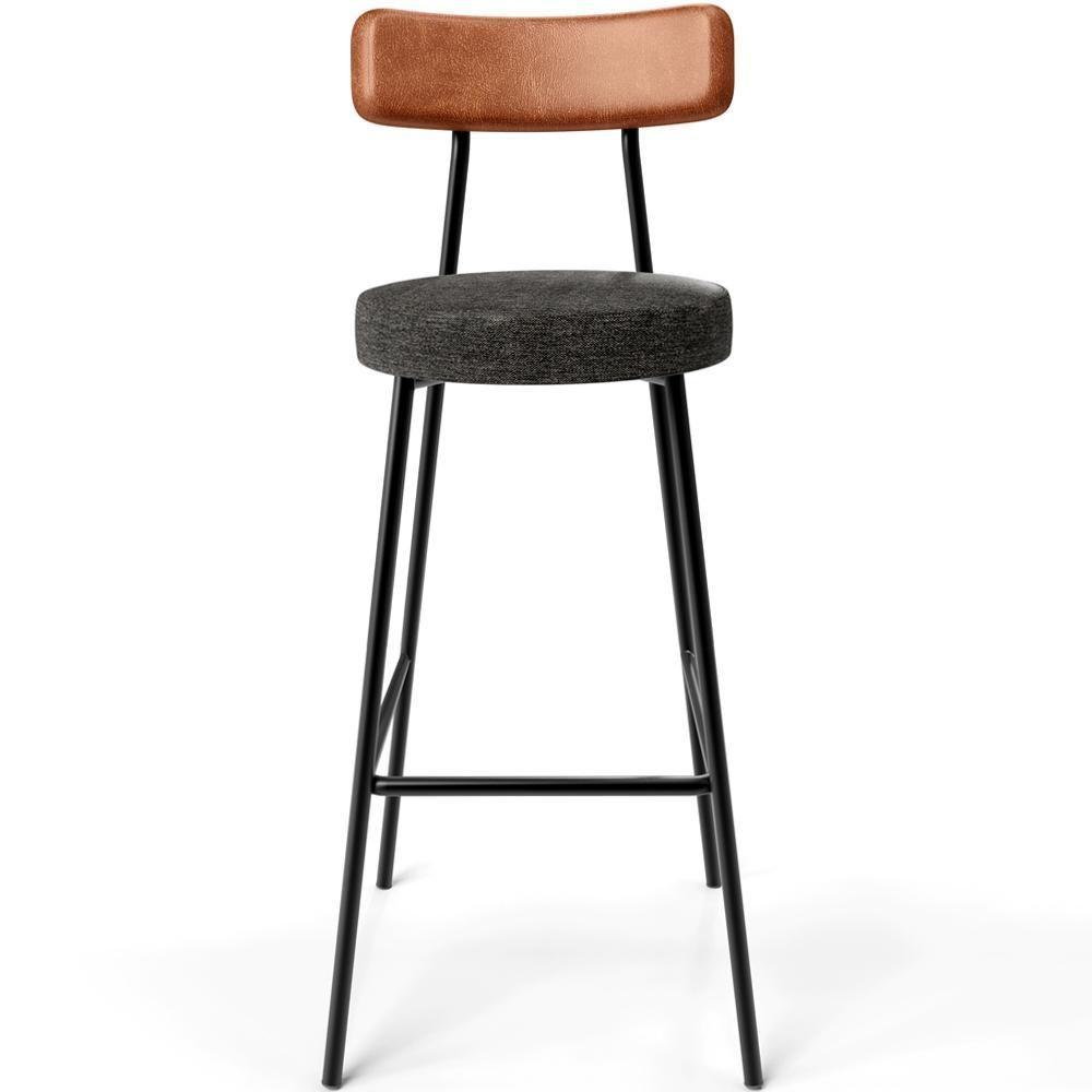 Kit 03 Banquetas Alta Cozinha Sala De Jantar Milão L02 Couríssimo Camel Linho Chumbo - 6