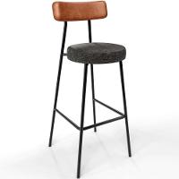 Kit 03 Banquetas Alta Cozinha Sala De Jantar Milão L02 Couríssimo Camel Linho Chumbo - 7