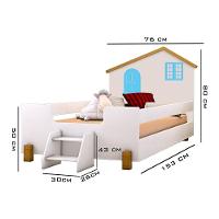 Cama Infantil Casinha Branco Mel E Azul Com 2 Luminárias - 13