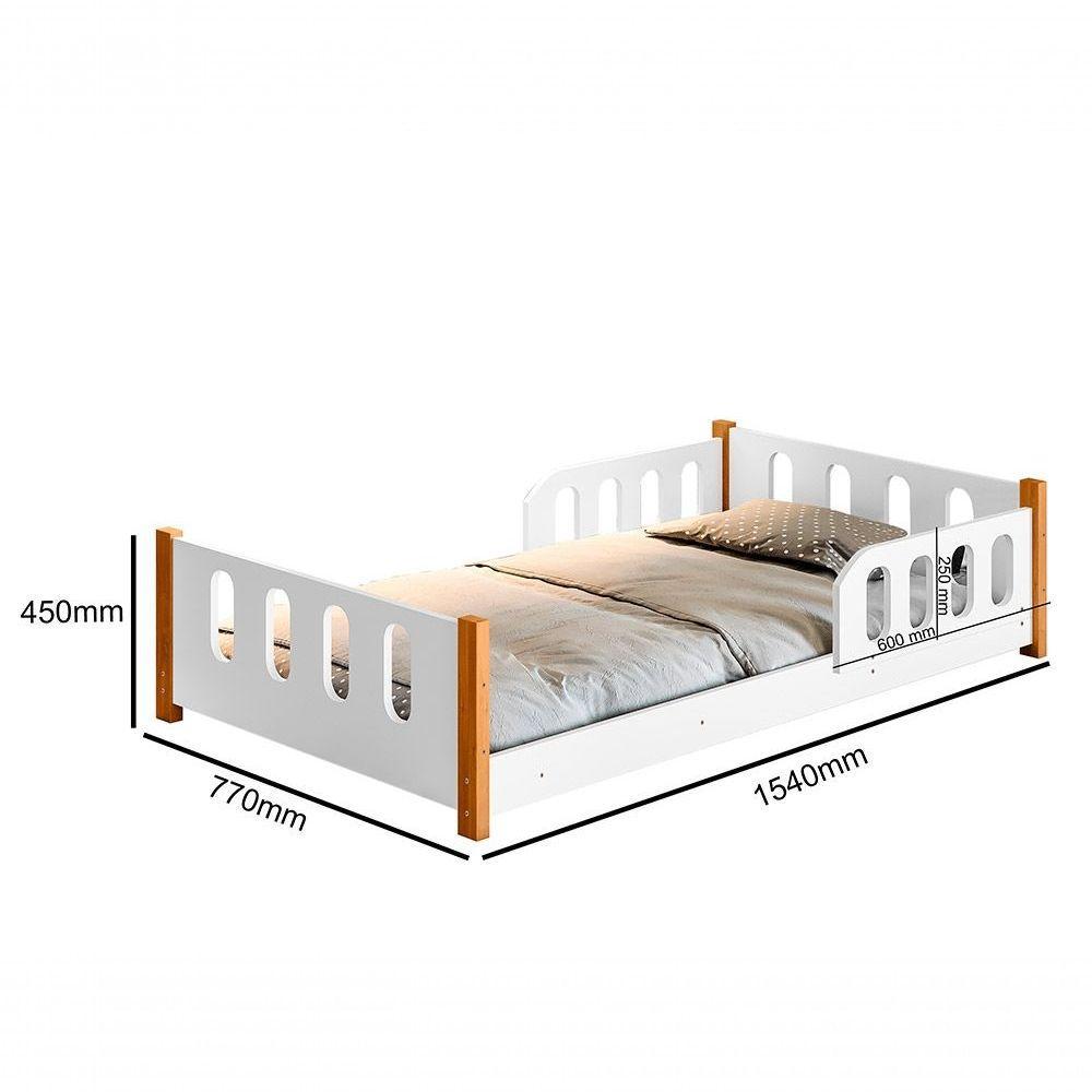 Cama Infantil Com Grade De Proteção Branco Com 2 Luminárias - 5