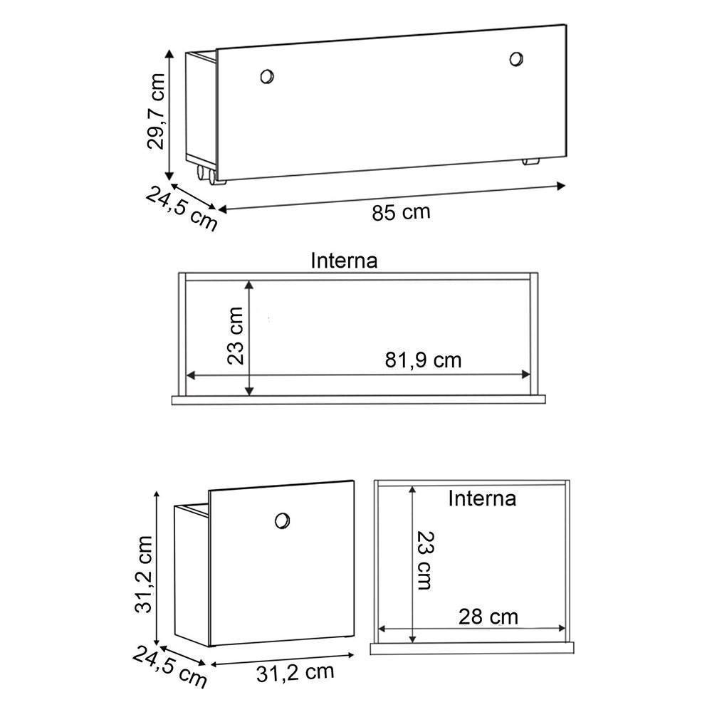 Estante Infantil Organizadora Com Nichos 2 Gavetas Susie Branco - Lumil Móveis - 3