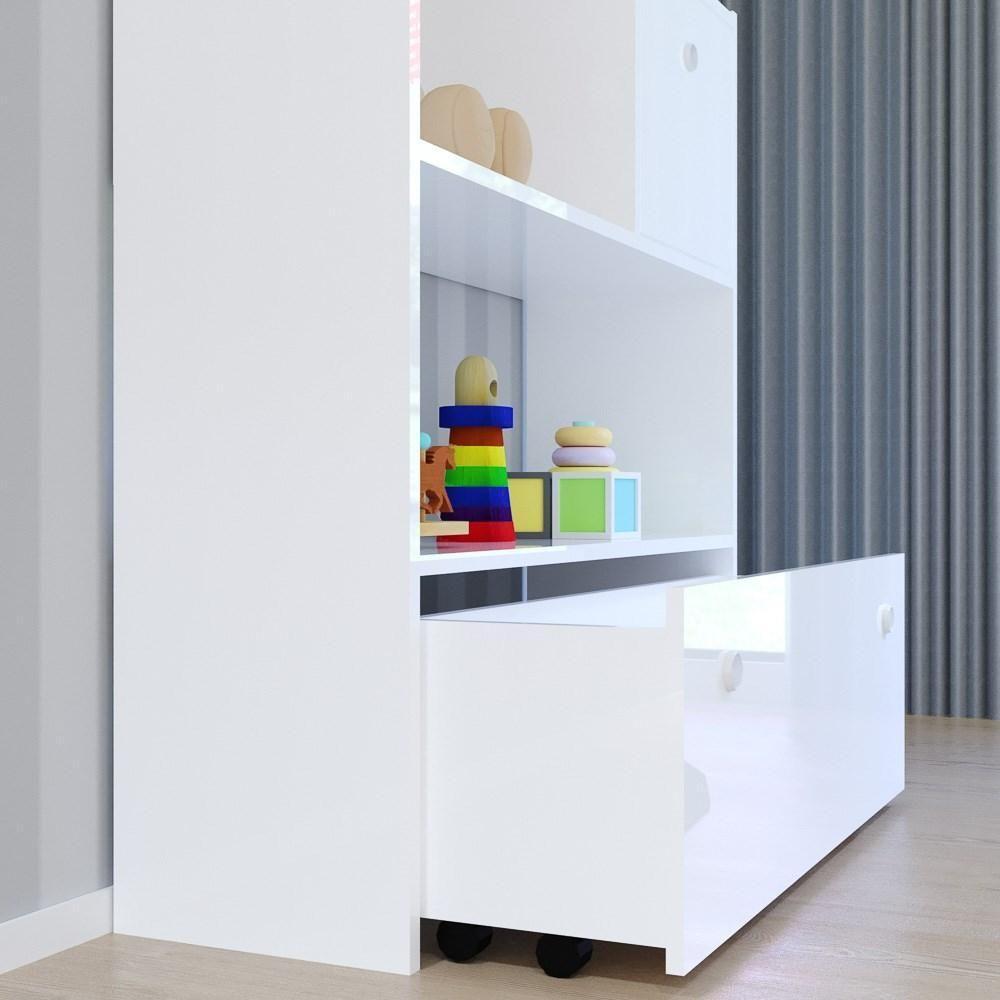 Estante Infantil Organizadora Com Nichos 2 Gavetas Susie Branco - Lumil Móveis - 5