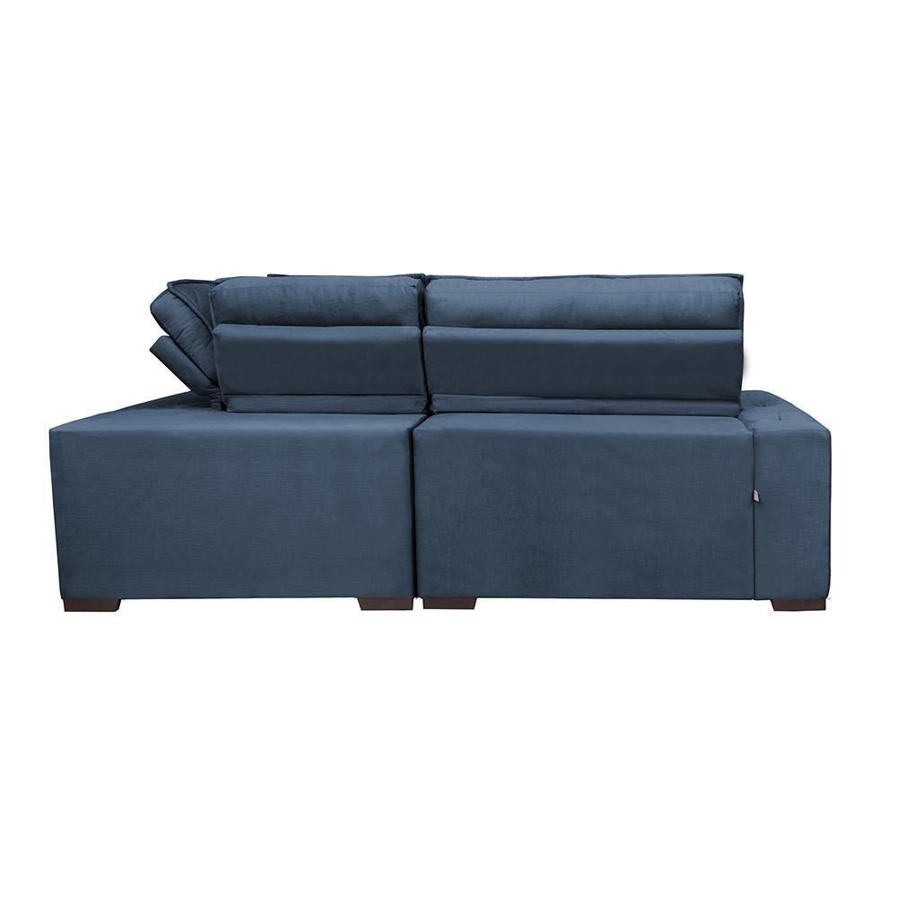 Sofa De Canto Retrátil E Reclinável Com Molas Cama Inbox Austin 2,70m X 2,70m Suede Velusoft Azul - 3