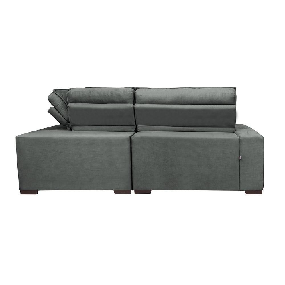 Sofa De Canto Retrátil E Reclinável Com Molas Cama Inbox Austin 2,40m X 2,40m Suede Velusoft Cinza - 3