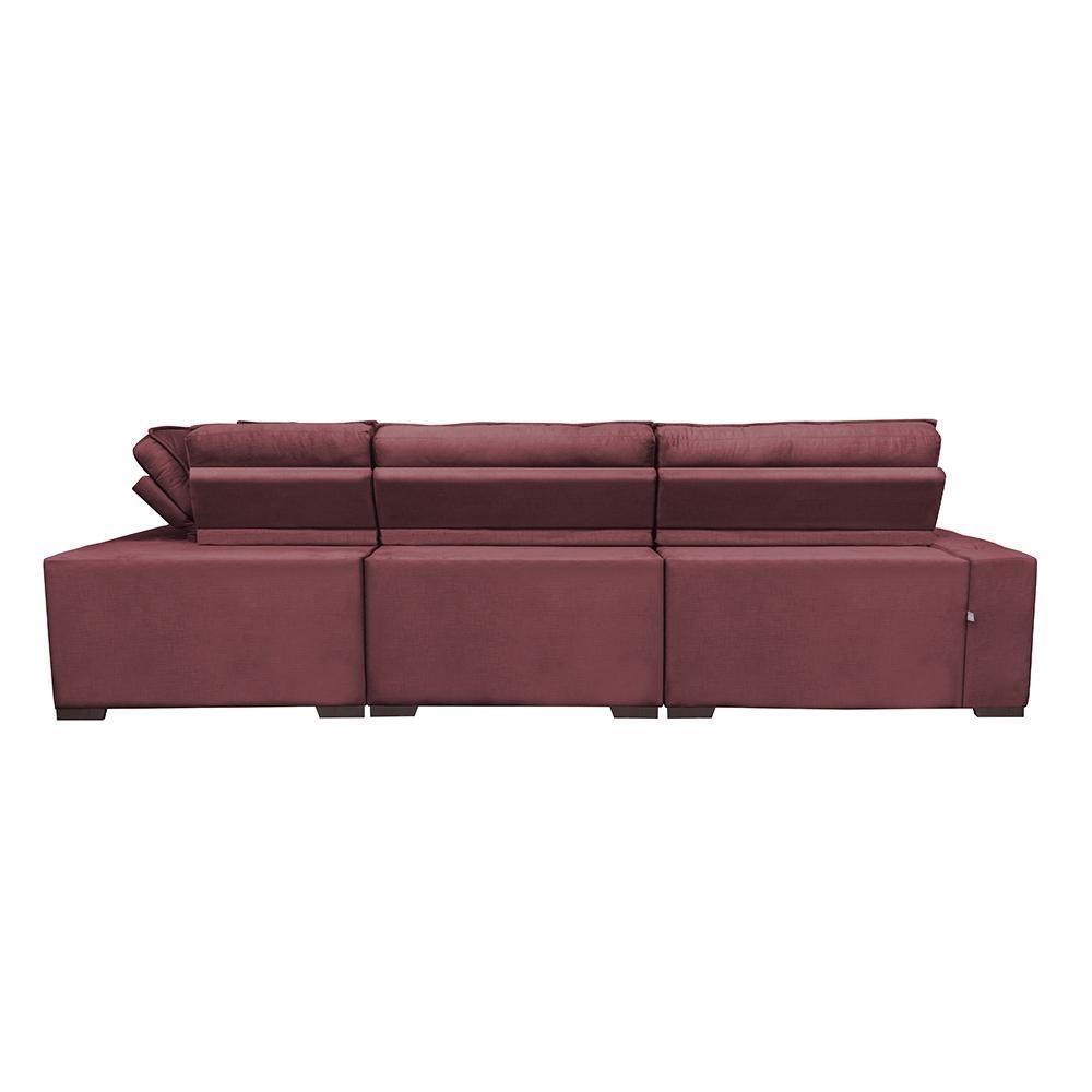 Sofa De Canto Retrátil E Reclinável De Molas Cama Inbox Austin 3,65x2,54 Ou 2,54x3,65 Velusoft Vinho - 4