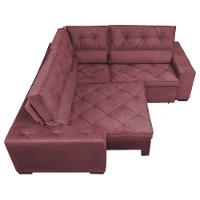 Sofa De Canto Retrátil E Reclinável Com Molas Cama Inbox Austin 2,20m X 2,20m Suede Velusoft Vinho