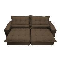 Sofa Retrátil E Reclinável 2,32m Com Molas Ensacadas Cama Inbox Soft Tecido Suede Café
