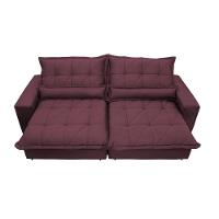 Sofa Retrátil E Reclinável 2,12m Com Molas Ensacadas Cama Inbox Soft Tecido Suede Vinho