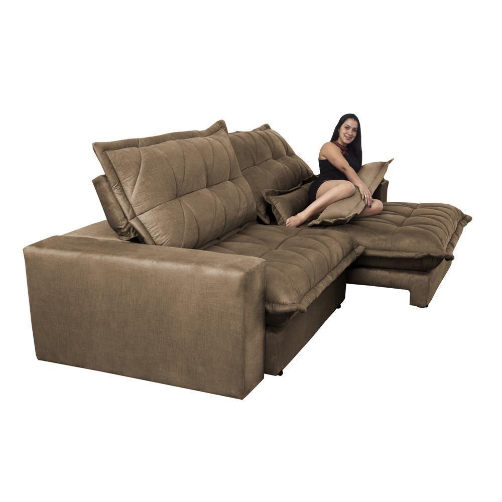 Sofa Retrátil E Reclinável 2,32m Com Molas Ensacadas Cama Inbox Soft Tecido Suede Castor - 3