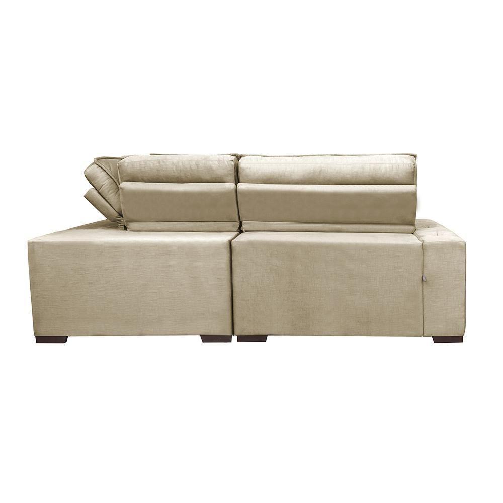 Sofa De Canto Retrátil E Reclinável Com Molas Cama Inbox Austin 2,40m X 2,40m Suede Velusoft Bege - 3
