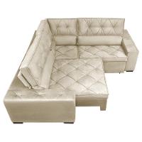 Sofa De Canto Retrátil E Reclinável Com Molas Cama Inbox Austin 2,40m X 2,40m Suede Velusoft Bege