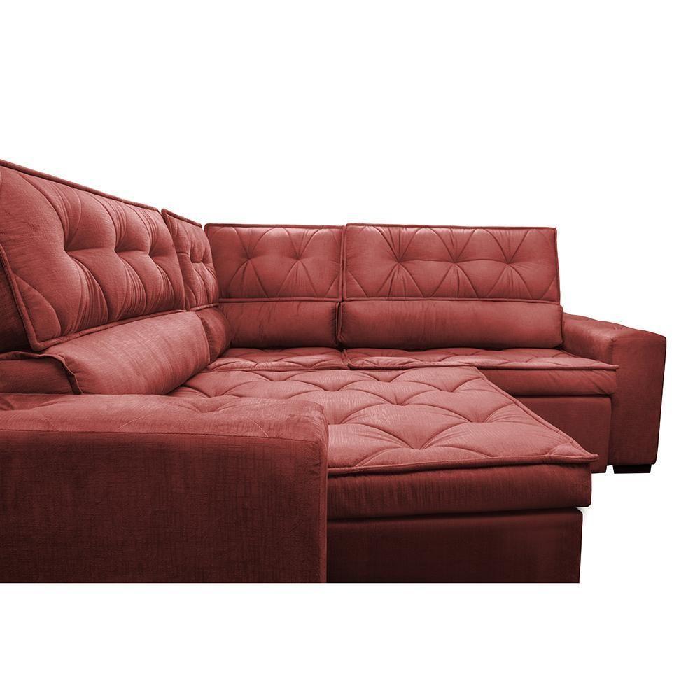 Sofa De Canto Retrátil E Reclinável Com Molas Cama Inbox Austin 2,70m X 2,70m Velusoft Vermelho - 5