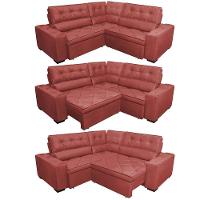 Sofa De Canto Retrátil E Reclinável Com Molas Cama Inbox Austin 2,70m X 2,70m Velusoft Vermelho - 2