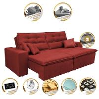 Sofá Cairo 1,82m Retrátil, Reclinável Tecido Suede Vermelho - 3