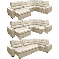 Sofa De Canto Retrátil E Reclinável Com Molas Cama Inbox Austin 3,45x2,44 Ou 2,44x3,45 Velusoft Bege - 2