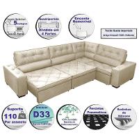 Sofa De Canto Retrátil E Reclinável Com Molas Cama Inbox Austin 3,45x2,44 Ou 2,44x3,45 Velusoft Bege - 7