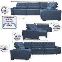 Sofa De Canto Retrátil E Reclinável Com Molas Cama Inbox Austin 3,65x2,54 Ou 2,54x3,65 Velusoft Azul - 8