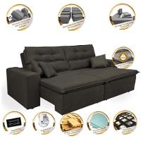 Sofá Cairo 3,12m Retrátil, Reclinável Tecido Suede Café - 3