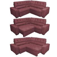 Sofa De Canto Retrátil E Reclinável Com Molas Cama Inbox Austin 2,50m X 2,50m Suede Velusoft Vinho - 2