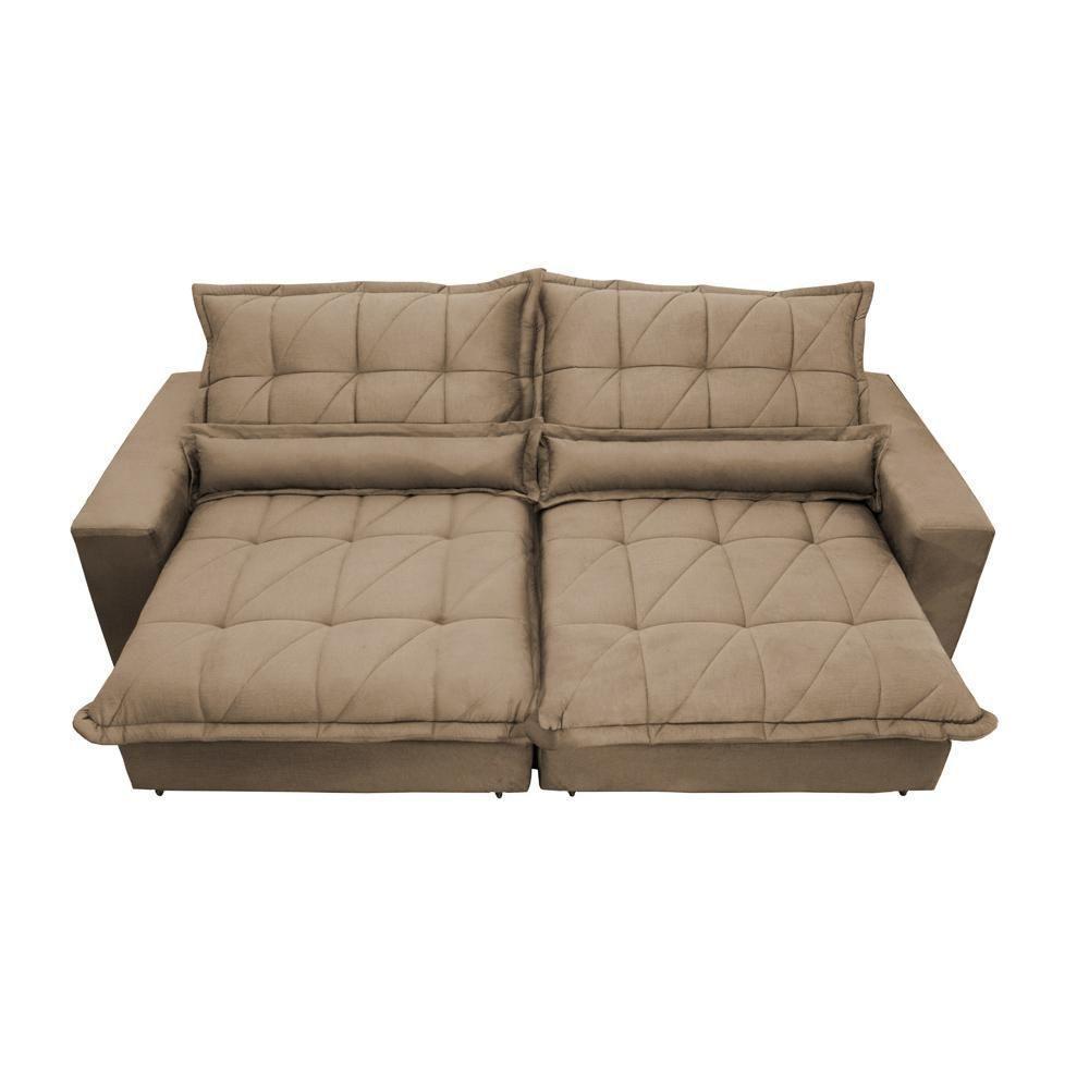Sofa Retrátil E Reclinável 2,72m Com Molas Ensacadas Cama Inbox Soft Tecido Suede Castor - 4
