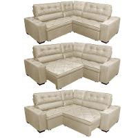 Sofa De Canto Retrátil E Reclinável Com Molas Cama Inbox Austin 2,60m X 2,60m Suede Velusoft Bege - 2