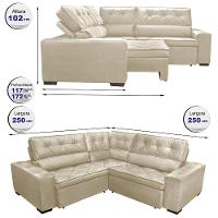 Sofa De Canto Retrátil E Reclinável Com Molas Cama Inbox Austin 2,50m X 2,50m Suede Velusoft Bege - 7