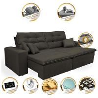 Sofá Cairo 1,82m Retrátil, Reclinável Tecido Suede Café - 2