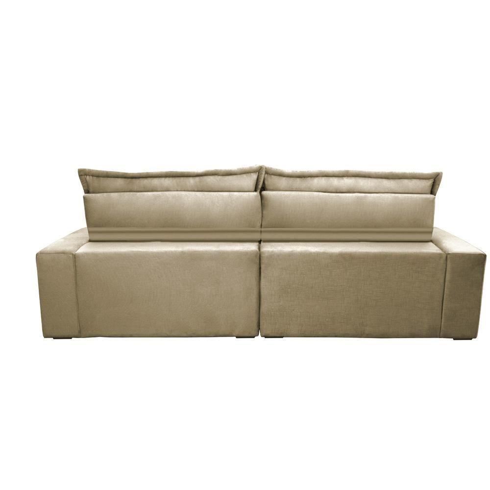 Sofa Retrátil E Reclinável 2,52m Com Molas Ensacadas Cama Inbox Soft Tecido Suede Bege - 2