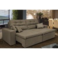 Sofá Cairo 2,72m Retrátil, Reclinável Tecido Suede Castor - 1