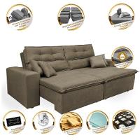 Sofá Cairo 2,72m Retrátil, Reclinável Tecido Suede Castor - 3
