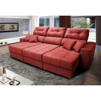 Sofá Retrátil E Reclinável Cama Inbox Diamond 2,25m Tecido Suede Velusoft Vermelho - 1