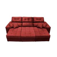 Sofá Retrátil E Reclinável Cama Inbox Diamond 2,25m Tecido Suede Velusoft Vermelho - 5