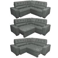 Sofa De Canto Retrátil E Reclinável Com Molas Cama Inbox Austin 2,30m X 2,30m Suede Velusoft Cinza - 2