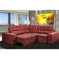 Sofa De Canto Retrátil E Reclinável Com Molas Cama Inbox Austin 2,20m X 2,20m Velusoft Vermelho - 1