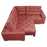 Sofa De Canto Retrátil E Reclinável Com Molas Cama Inbox Austin 2,20m X 2,20m Velusoft Vermelho