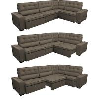 Sofa De Canto Retrátil E Reclinável Com Molas Cama Inbox Austin 3,85x2,64 Ou 2,64x3,85 Velusoft Café - 3