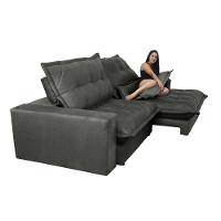 Sofa Retrátil E Reclinável 2,32m Com Molas Ensacadas Cama Inbox Soft Tecido Suede Cinza - 3