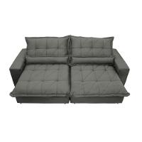 Sofa Retrátil E Reclinável 2,32m Com Molas Ensacadas Cama Inbox Soft Tecido Suede Cinza
