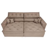 Sofá Austin 2,42m Retrátil, Reclinável Com Molas No Assento E Almofadas, Tecido Suede Castor - 6