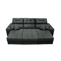 Sofá Retrátil E Reclinável Cama Inbox Diamond 2,52m Tecido Suede Velusoft Cinza - 5